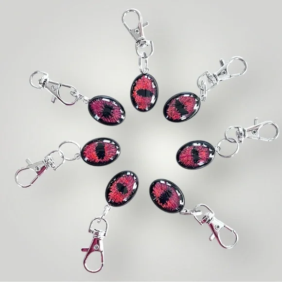 𝑯𝒂𝒏𝒅𝒎𝒂𝒅𝒆 Orange/Red Dragon Eye Keychain w/Gift Bag - Picture 4 of 9